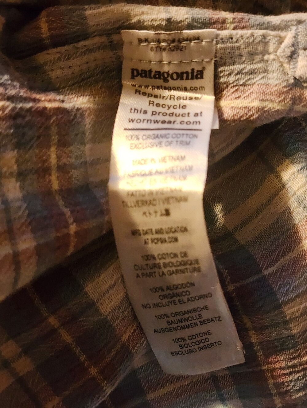 Patagonia Short-Sleeve Plaid Button-Up Shirt - Blue Cream Brown - Picture 6 of 8